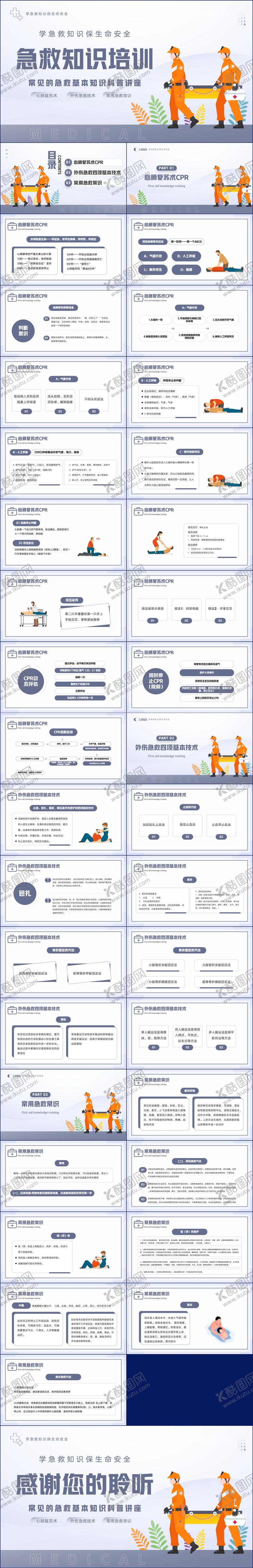 编号：30505806160259205842【酷图网】源文件下载-蓝紫简约风急救知识培训PPT