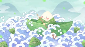 端午节插画屈原荷花国风元素