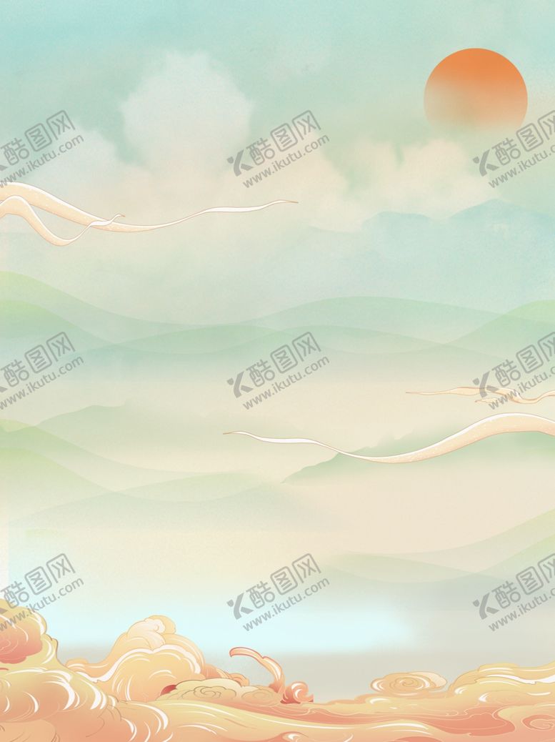 编号：92647109201546278963【酷图网】源文件下载-国潮山水背景