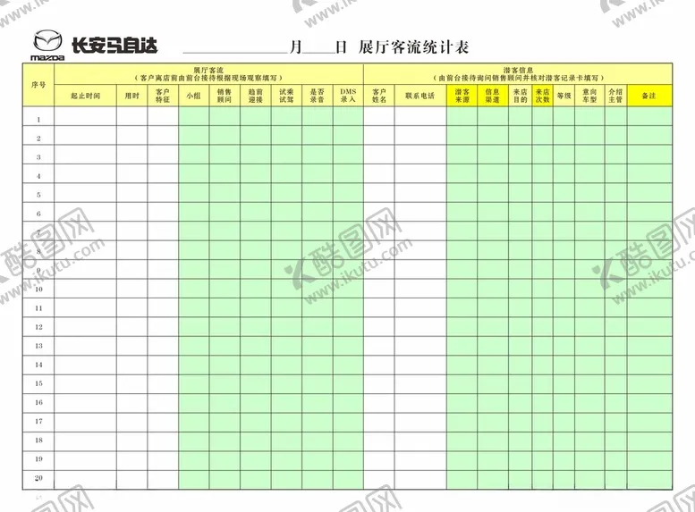 编号：44723601300148383400【酷图网】源文件下载-展厅客流统计表