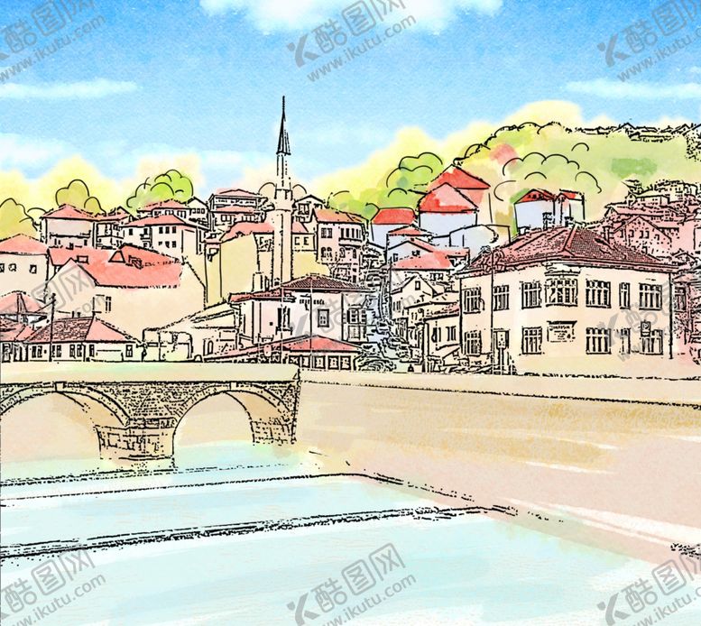 编号：87793209300541389499【酷图网】源文件下载-水彩城市画