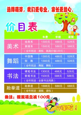 价目表