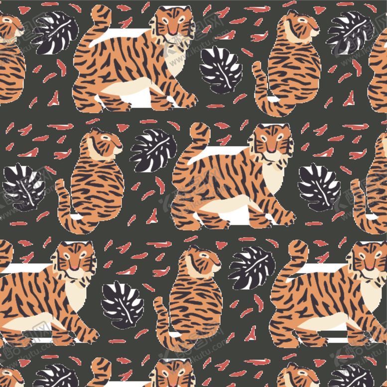 编号：73334010061542421201【酷图网】源文件下载-卡通老虎花纹