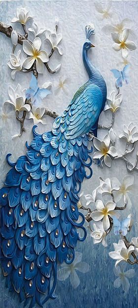 花鸟孔雀浮雕设计