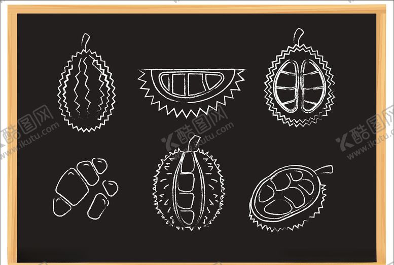 编号：44602709160939275903【酷图网】源文件下载-6款入榴莲粉笔画