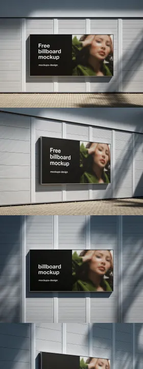 安装在建筑墙上的广告牌贴图样机