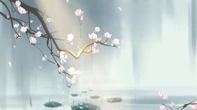 夏季花蕾湖水古风复古背景素材