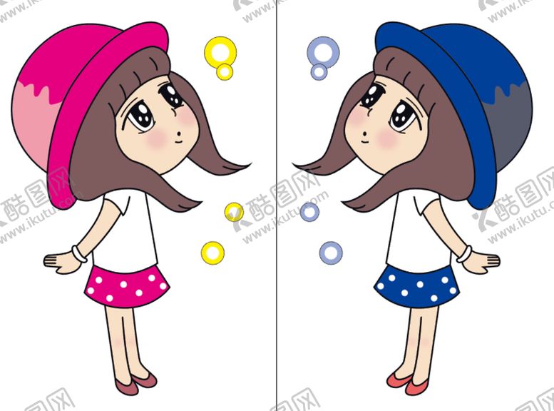 编号：57688011202031388561【酷图网】源文件下载-戴帽子的卡通泡泡女孩