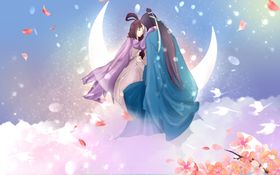 人物七夕国风古风插画背景素材