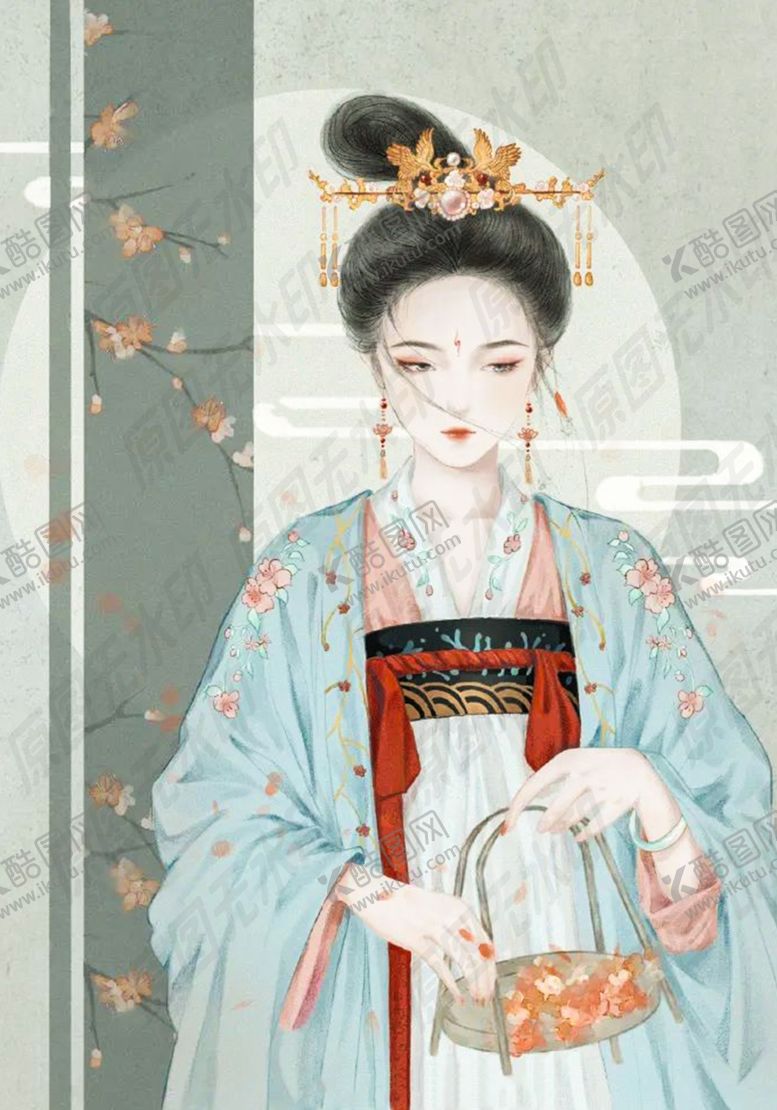 编号：37004506151233493040【酷图网】源文件下载-古风采花少女