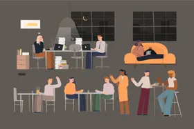团队卡通人物合作协作商务人士