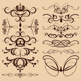 复古手绘装饰花纹集合