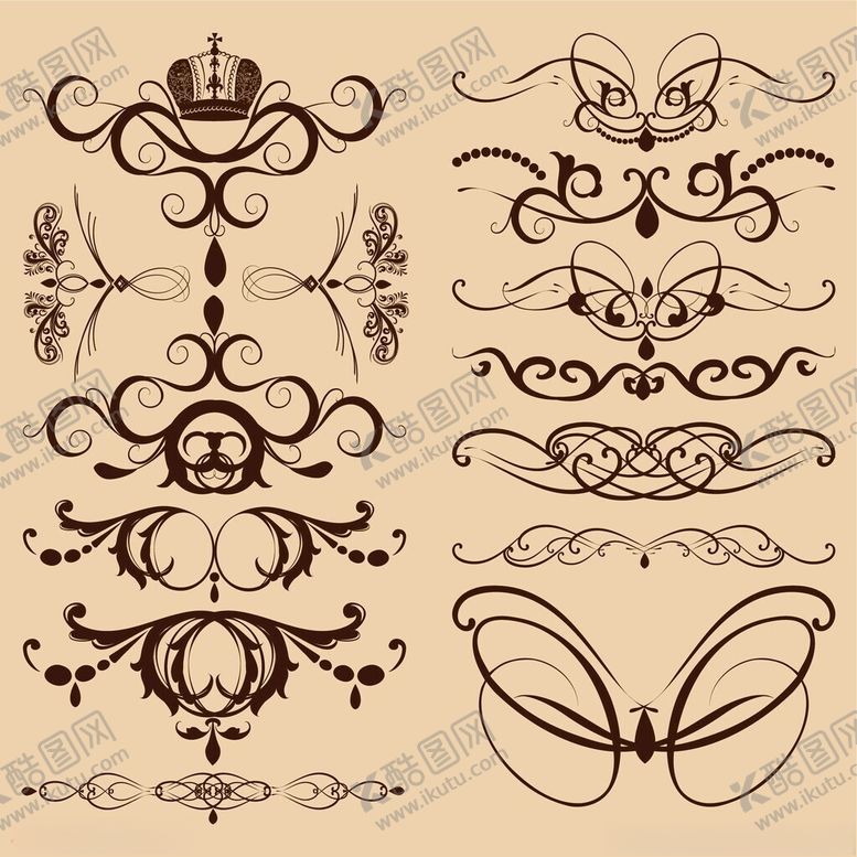 编号：81127711181331321197【酷图网】源文件下载-复古装饰花纹图案集合