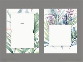 花叶优雅装饰婚礼请柬背景贺卡