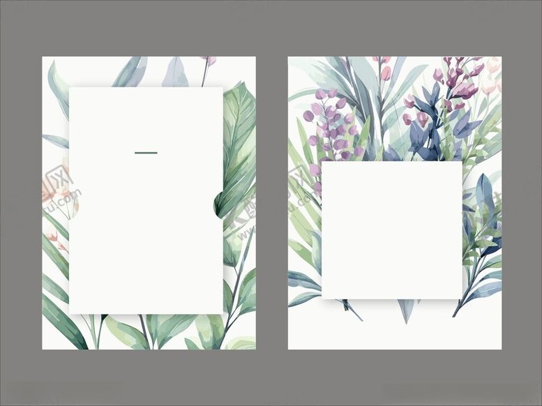 编号：30143211021912052666【酷图网】源文件下载-花叶优雅装饰婚礼请柬背景贺卡