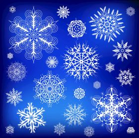 蓝色背景上的精美雪花图案