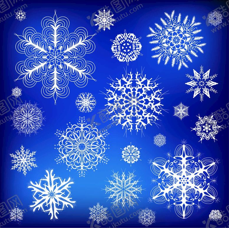 编号：80289606081104104316【酷图网】源文件下载-蓝色背景上的精美雪花图案