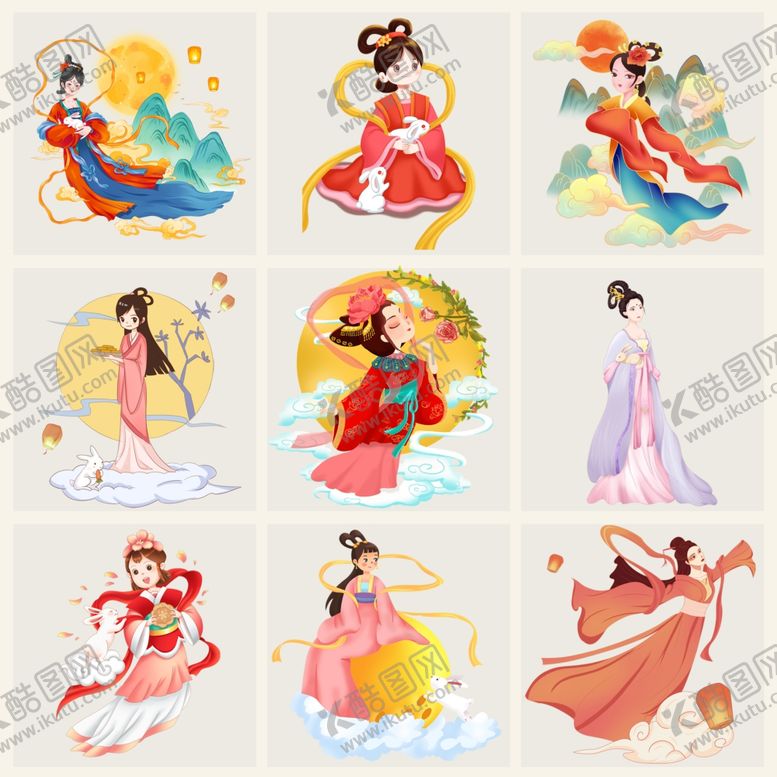 编号：77488910250046195812【酷图网】源文件下载-卡通嫦娥插画