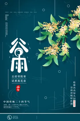 谷雨海报灯片节气移苗播种二十四节气