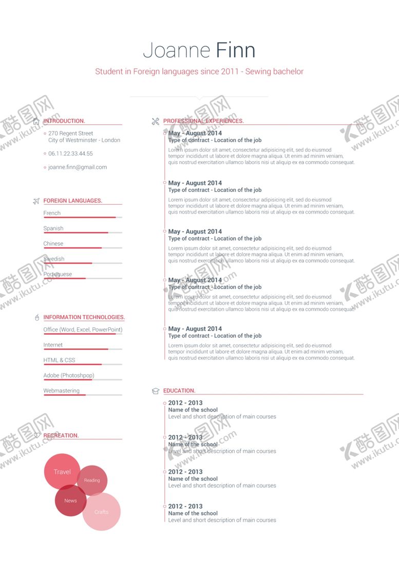 编号：37295009281154008754【酷图网】源文件下载-简历模板