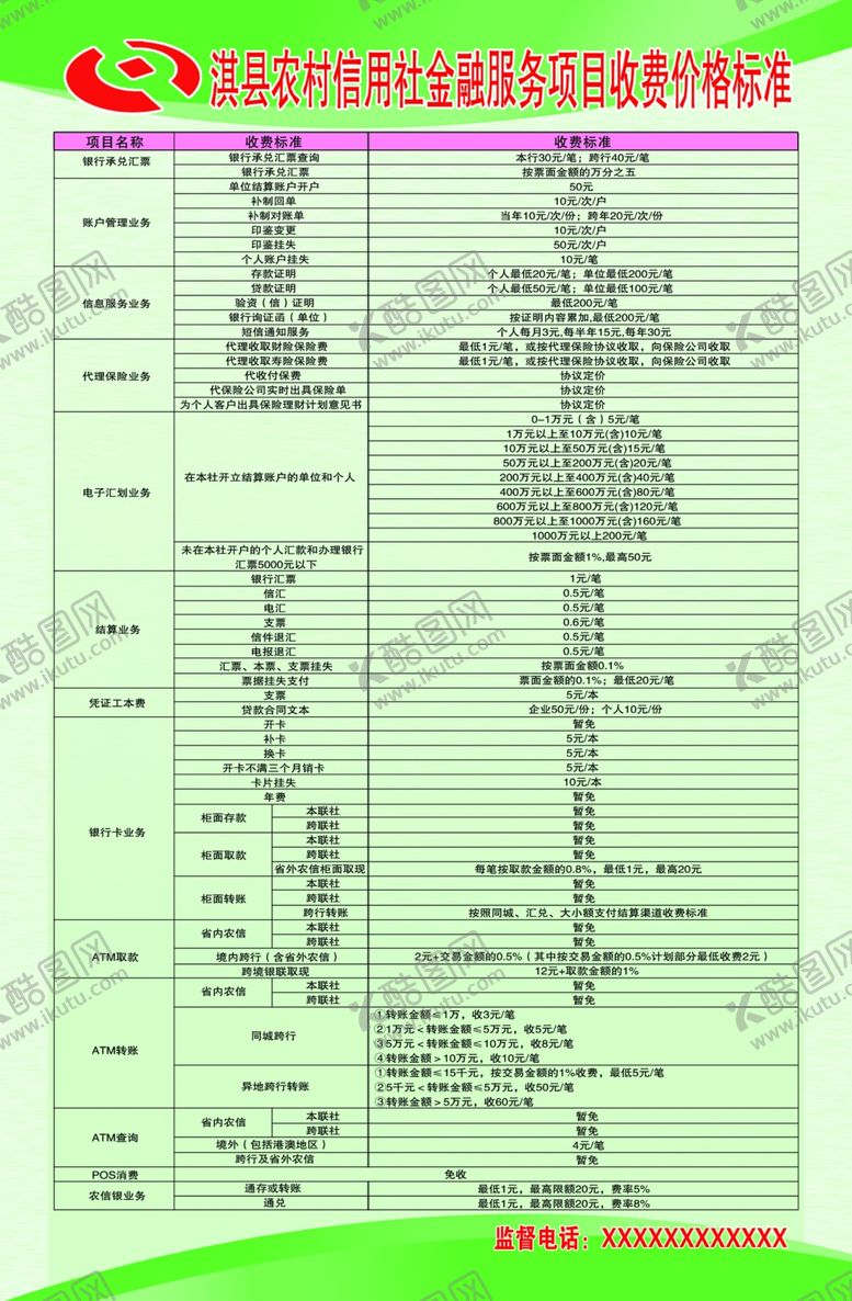 编号：97629309222221544780【酷图网】源文件下载-信用社收费标准