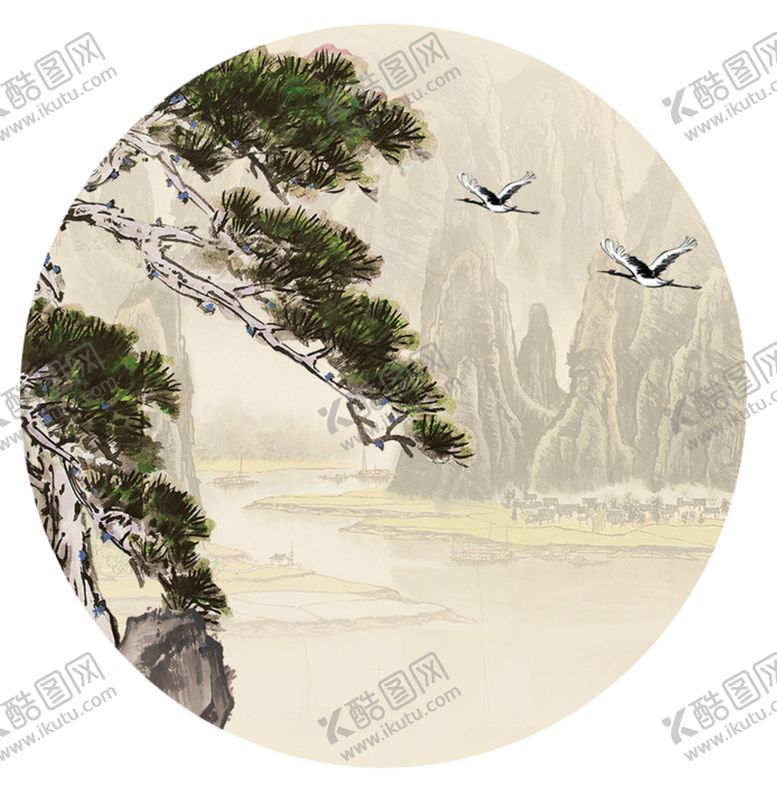 编号：78897305101851465330【酷图网】源文件下载-水墨中国风迎客松