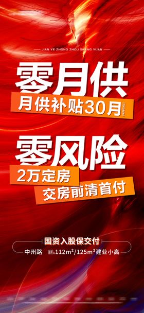 地产红色背景翻页现房特价创意大字报