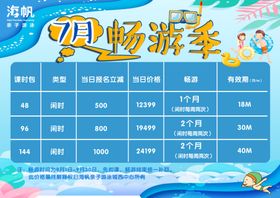 游泳海报游泳价格单