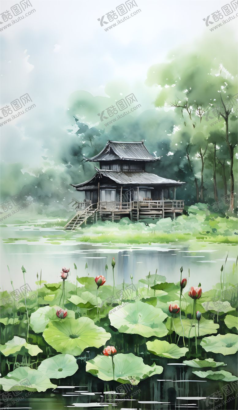 编号：85604002051709351983【酷图网】源文件下载-水彩荷花