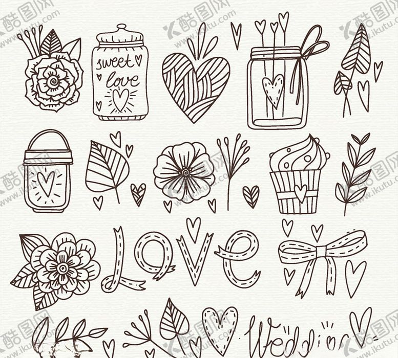 编号：63318909280756505116【酷图网】源文件下载-手绘花朵树叶