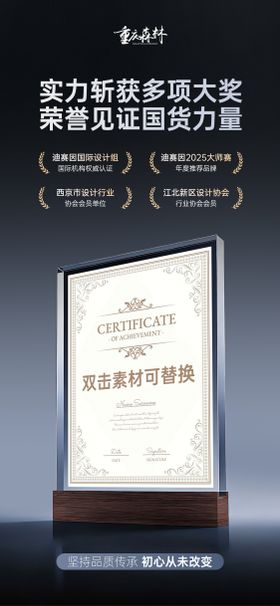 荣誉证书展示手机海报