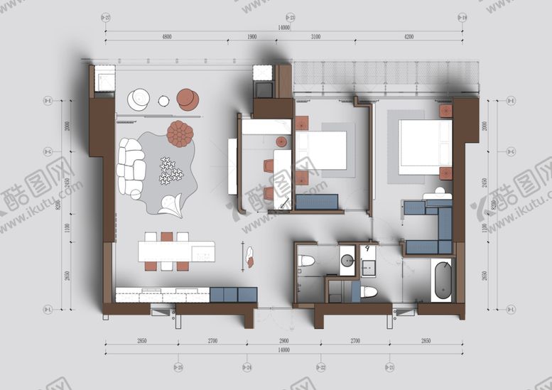 编号：27826004161521189177【酷图网】源文件下载-现代简约风格房屋平面图