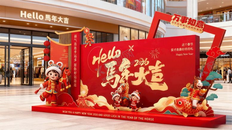 编号：82875304011020246736【酷图网】源文件下载-元旦春节新年美陈舞台装饰