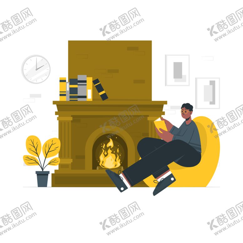 编号：38023702031402216786【酷图网】源文件下载-壁炉看书