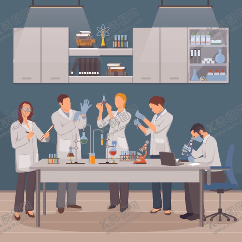 编号：14544709172233373114【酷图网】源文件下载-科学家化学实验矢量插画
