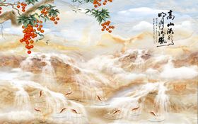 高山流水石纹背景墙
