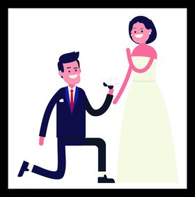 手绘情侣恋人卡通爱男女