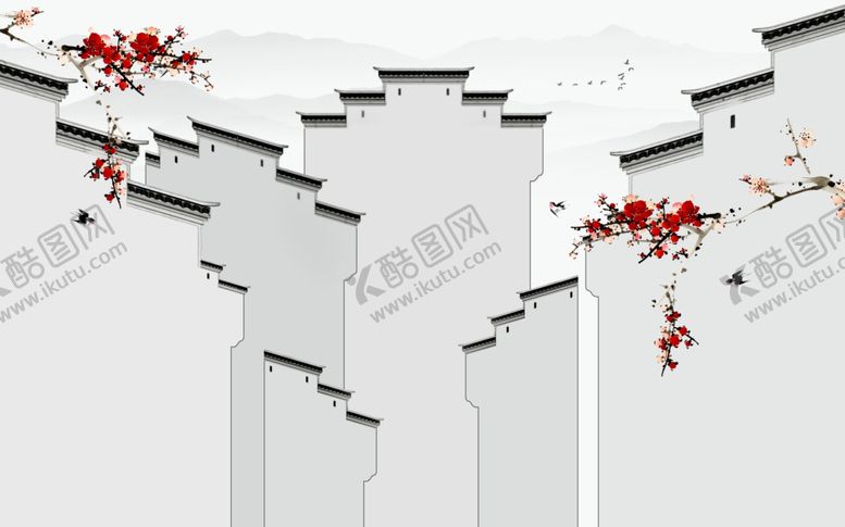 编号：40685605061422295743【酷图网】源文件下载-工笔花鸟背景墙装饰画