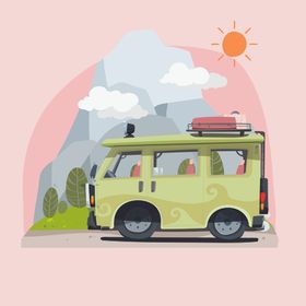 太阳云朵旅行车辆