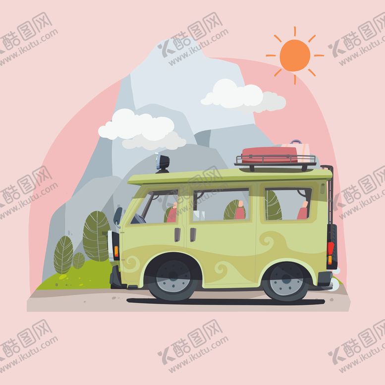 编号：93075306280101395533【酷图网】源文件下载-太阳云朵旅行车辆