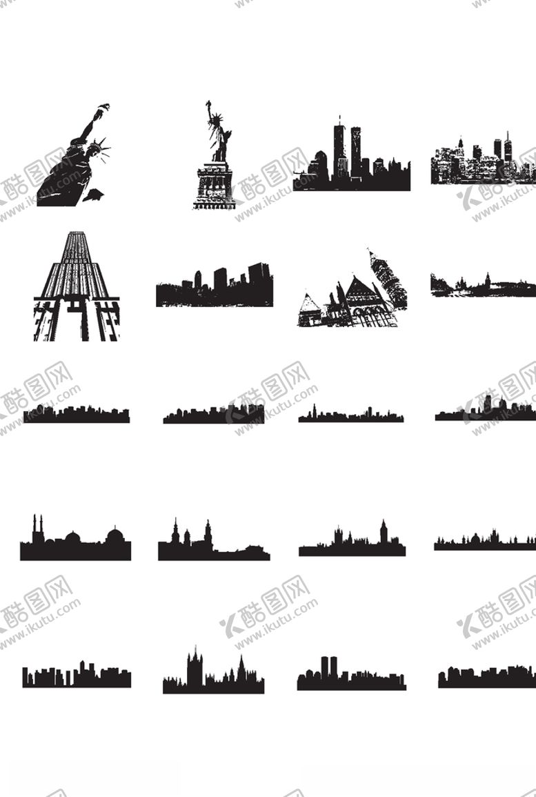 编号：54287309291115436713【酷图网】源文件下载-手绘城市剪影