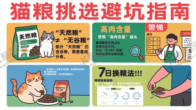 编号：48745406300646138617【酷图网】源文件下载-猫粮挑选避坑指南