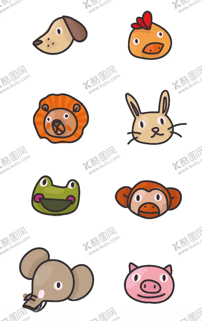 编号：93859106240513571560【酷图网】源文件下载-卡通可爱动物头像