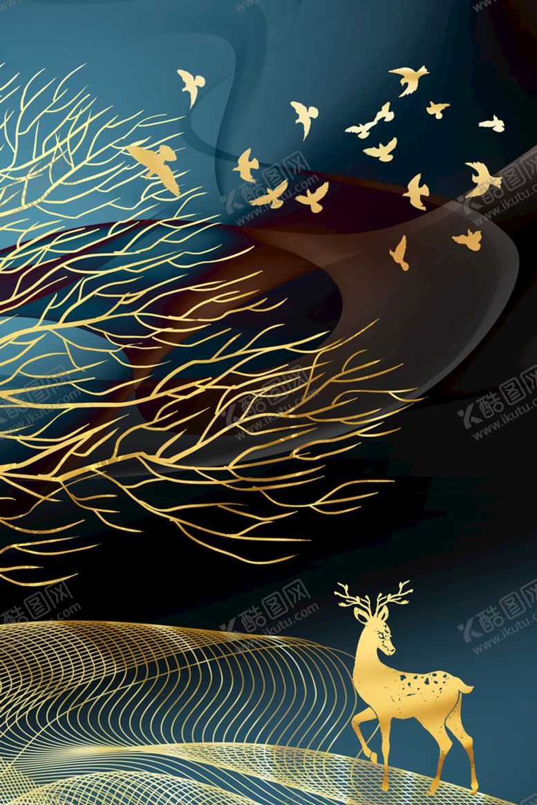编号：18069310041721213618【酷图网】源文件下载-发财树 玄关 山水画 艺术画 