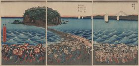 日本风景浮世绘富士三十六街道建筑物人物形象人物场