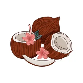 卡通椰子美食手绘壳汁