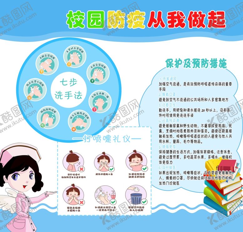 编号：99007909241257075547【酷图网】源文件下载-幼儿园七部洗手法