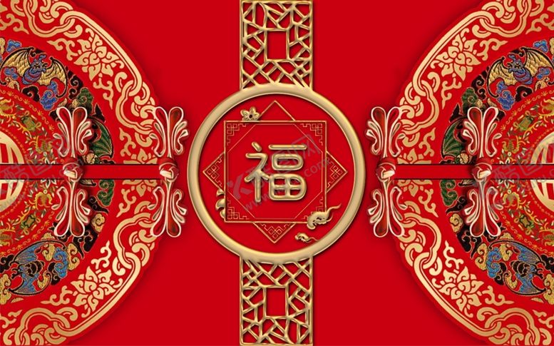 背景墙迎客松客厅壁画江山如此多娇室内