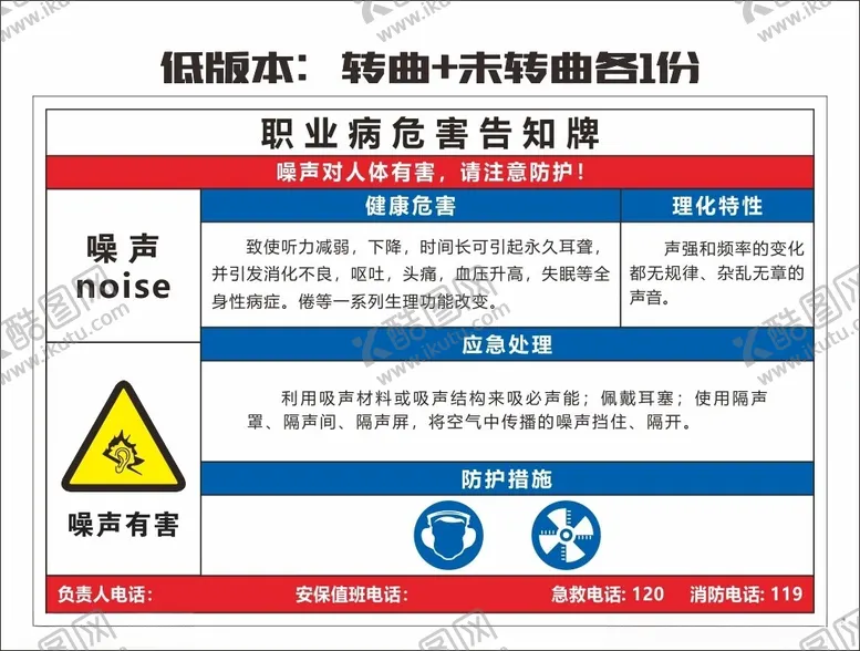 编号：98592902170525071126【酷图网】源文件下载-噪声职业危害告知牌