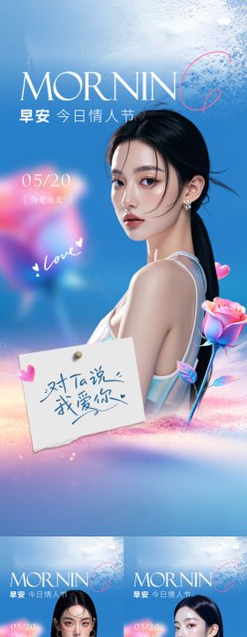 医美早安情人节系列海报